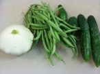 first summer squash with haricot vert and cucs